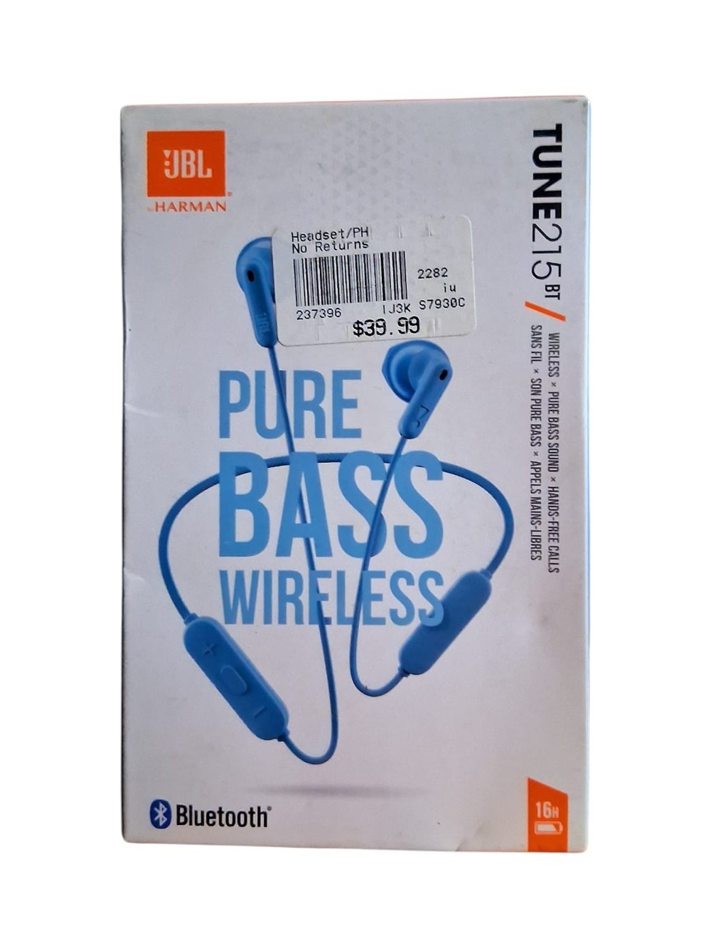 JBL Tune 215BT Wireless Earbuds - Blue